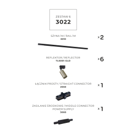 Zestaw 6 szynoprzewody jednoobwodowe black-gold 3022