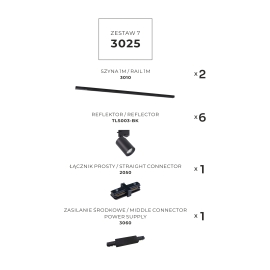 Zestaw 7 szynoprzewody jednoobwodowe black 3025
