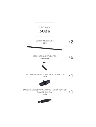 Zestaw 8 szynoprzewody jednoobwodowe black 3026
