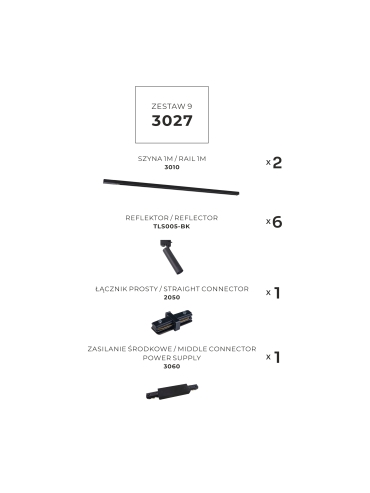 Zestaw 9 szynoprzewody jednoobwodowe black 3027