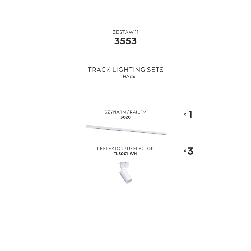 Zestaw 11 szynoprzewody jednoobwodowe white 3553