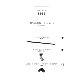 Zestaw 16 szynoprzewody jednoobwodowe black/gold 3563