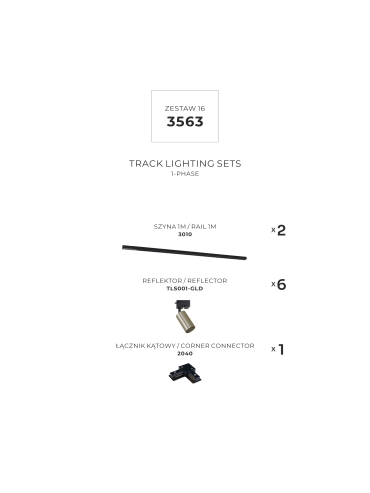 Zestaw 16 szynoprzewody jednoobwodowe black/gold 3563