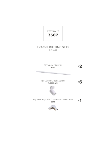 Zestaw 17 szynoprzewody jednoobwodowe white 3567