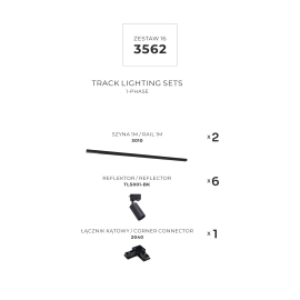 Zestaw 16 szynoprzewody jednoobwodowe black 3562