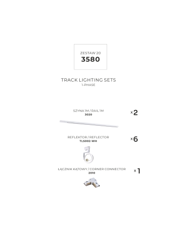 Zestaw 20 szynoprzewody jednoobwodowe WHITE 3580