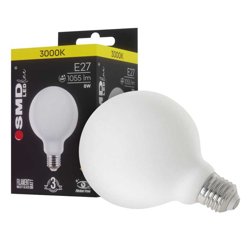 Żarówka LED E27 3000K FILAMENT 8W WW ML MAT G95 0021