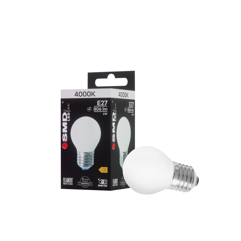 ŻARÓWKA E27 LED FILAMENT 6W NW ML G45 KULKA 4953