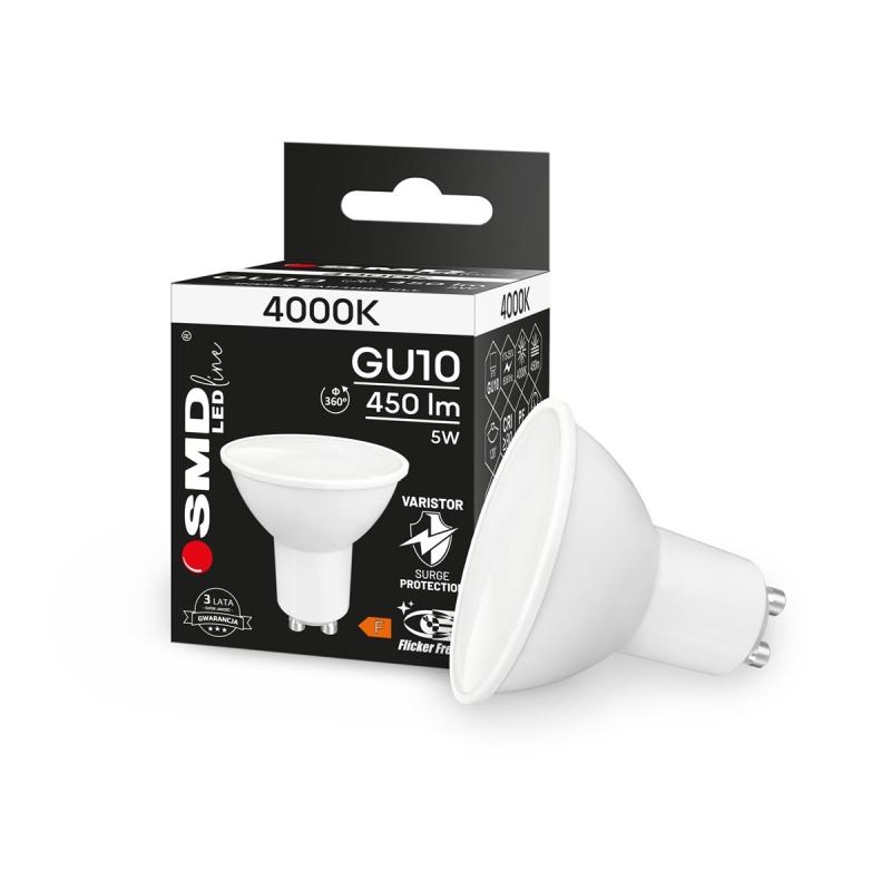 ŻARÓWKA GU10 LED SMD LEDline 5W NW ALU+PC 4885