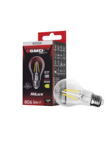 ŻARÓWKA E27 LED FILAME 4,8W NW CLEAR HiLux 4724