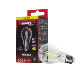 ŻARÓWKA E27 LED FILAME 4,8W WW CLEAR HiLux 4960