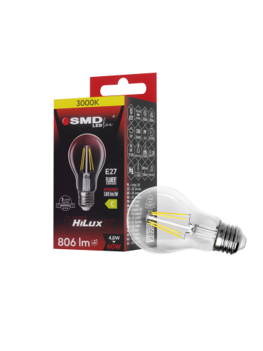 ŻARÓWKA E27 LED FILAME 4,8W WW CLEAR HiLux 4960