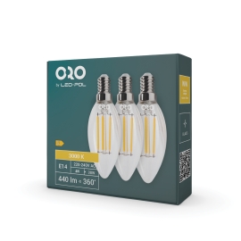 Zestaw żarówek (3szt) ORO 3XE14 C35 FL 4W WW