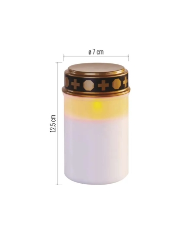 Świeczka cmentarna LED, biała, 2x C, IP44, timer