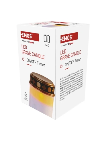 Świeczka cmentarna LED, biała, 2x C, IP44, timer