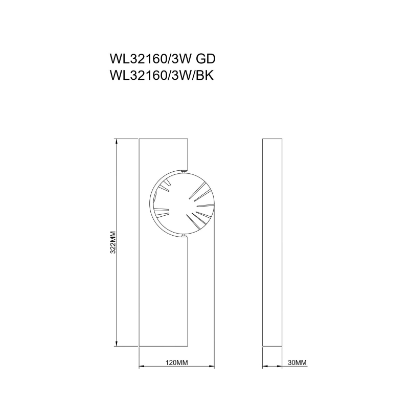 Kinkiet FLUX WL32160/3W/BK