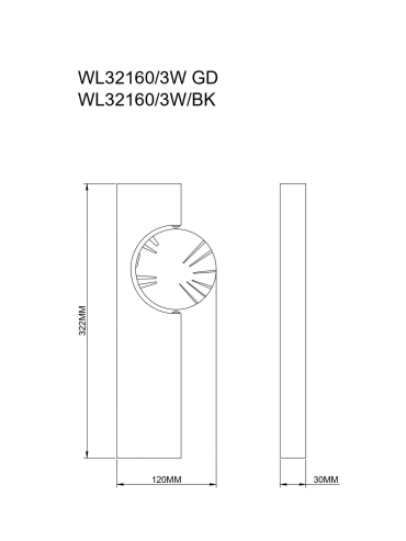 Kinkiet FLUX WL32160/3W/BK