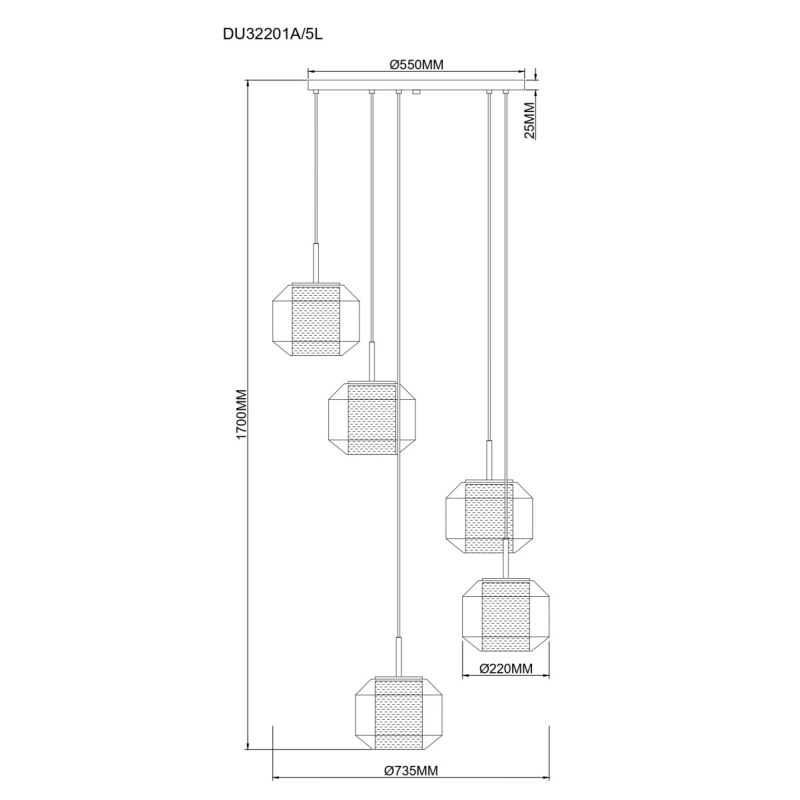 Lampa wisząca SOLIX DU32201A/5L