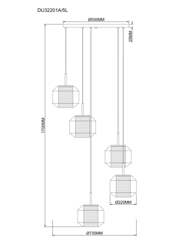 Lampa wisząca SOLIX DU32201A/5L
