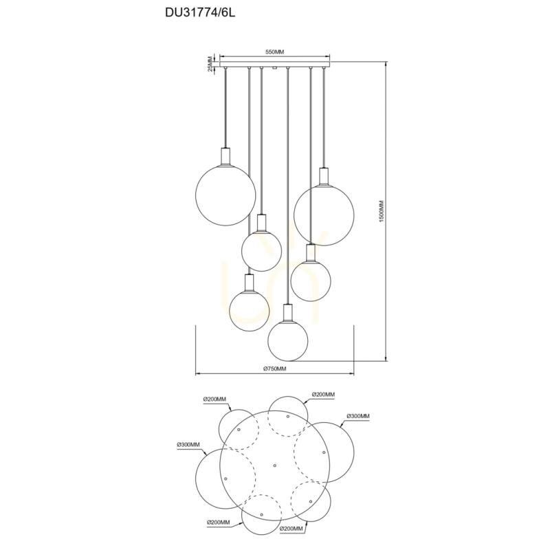 Lampa wisząca NUA DU31774/6L
