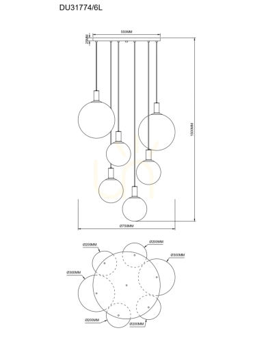 Lampa wisząca NUA DU31774/6L