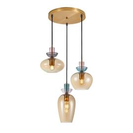 Lampa wisząca Fanda PND-31882-3A-GD-AMB