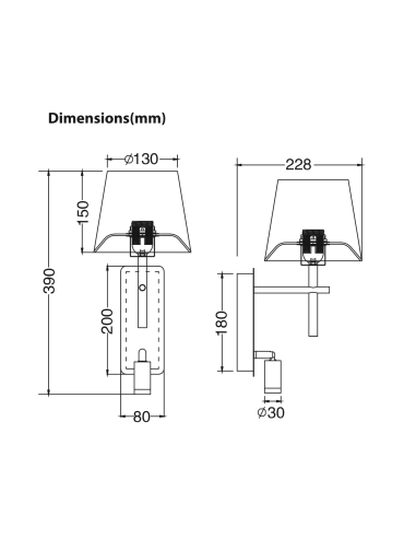 Kinkiet LUNA W4106-2BK+WH