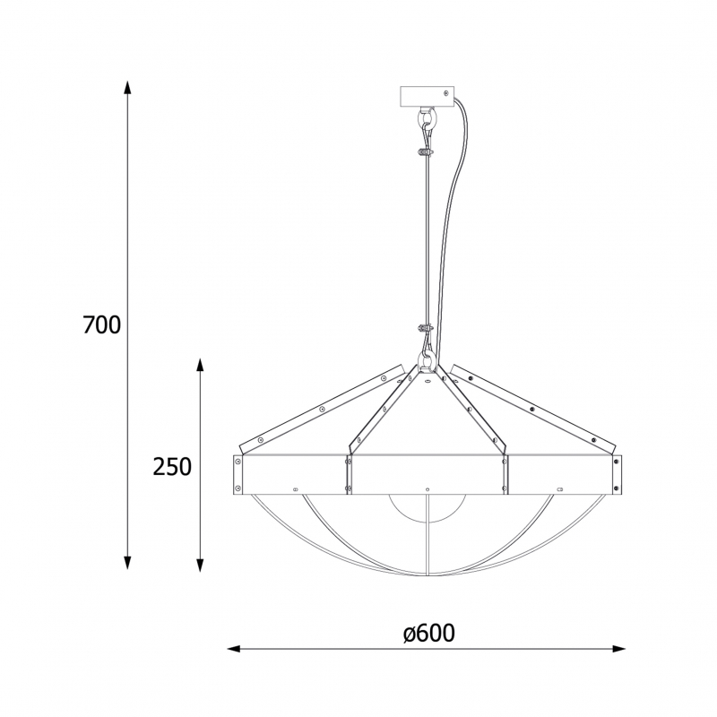 Lampa wisząca RAFI 600 Czarna