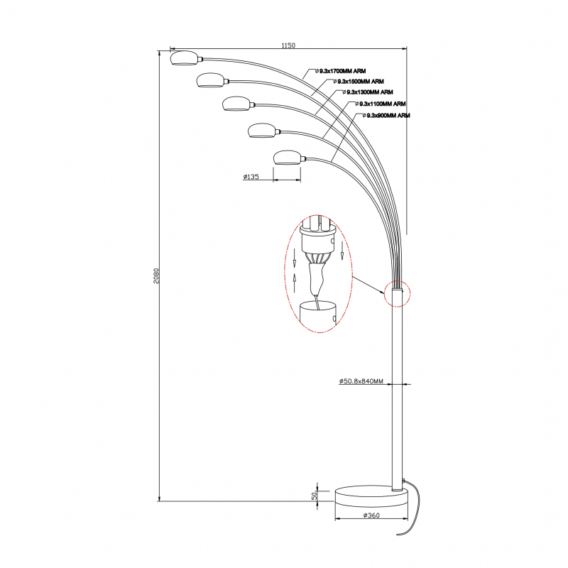 Lampa podłogowa VENTI TS-5805G
