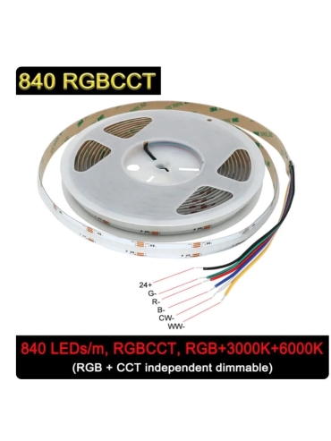 Taśma LED COB 840LED RGBCCT COB PRO 24V 5w1 5m ULLS39