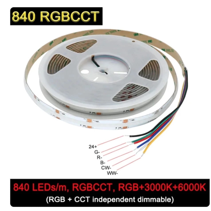 Taśma LED COB 840LED RGBCCT COB PRO 24V 5w1 25m ULLS43