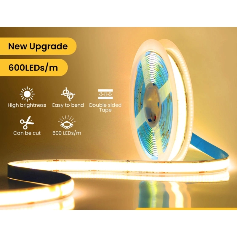 Taśma LED proCOB 24V DOUBLE DUAL Dwurzędowe COB 5m 3000K ULLS37