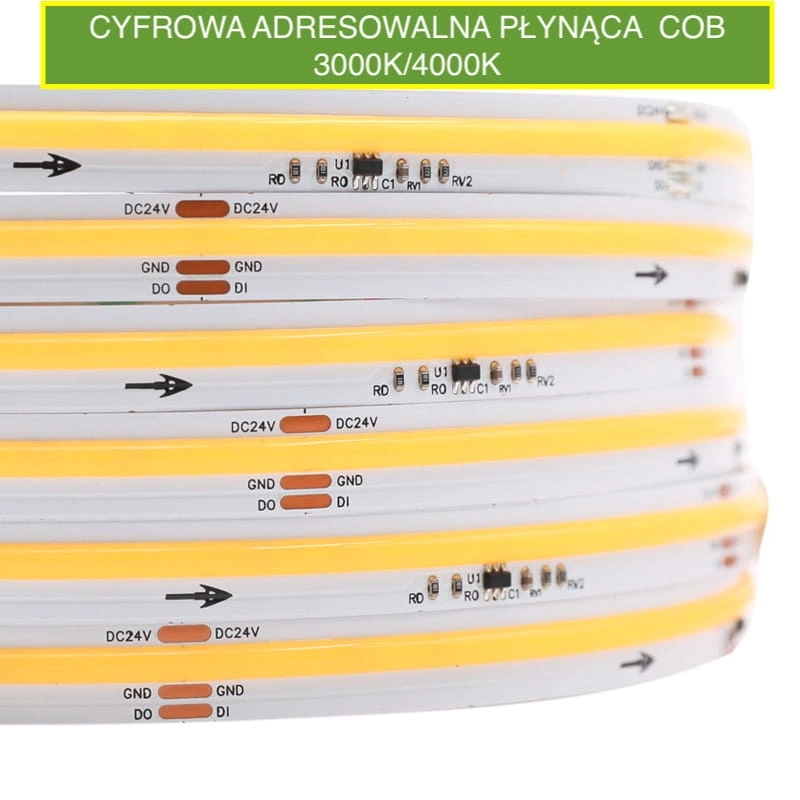 Taśma LED SPI Cyfrowa adresowalna PŁYNĄCA 4000K COB  5m 12W 360LED DIGITAL IC ULLS40