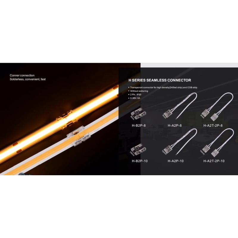ZŁĄCZKA DO TAŚM LED COB MONO 8mm dwustronna z przewodem EC79194 ULAC311