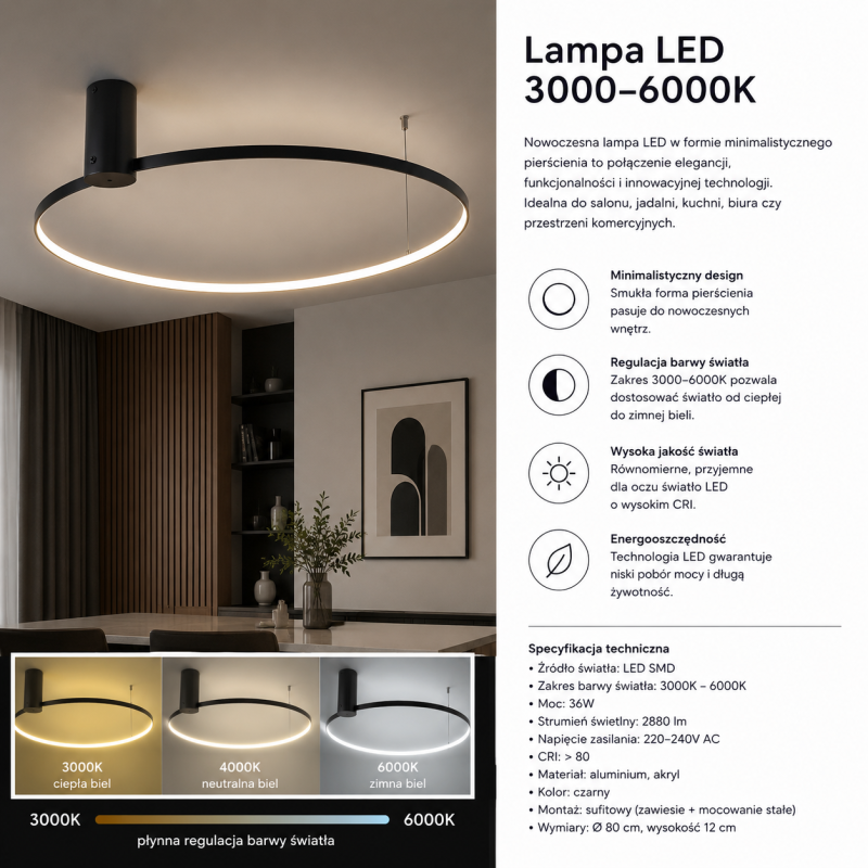 Lampa sufitowa HORIK 89429-60BK