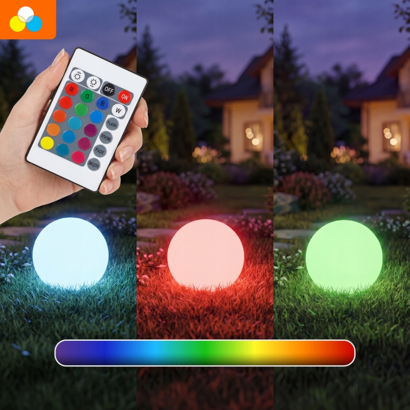 Lampa solarna KULA RGB+PILOT IP65 20CM 7140