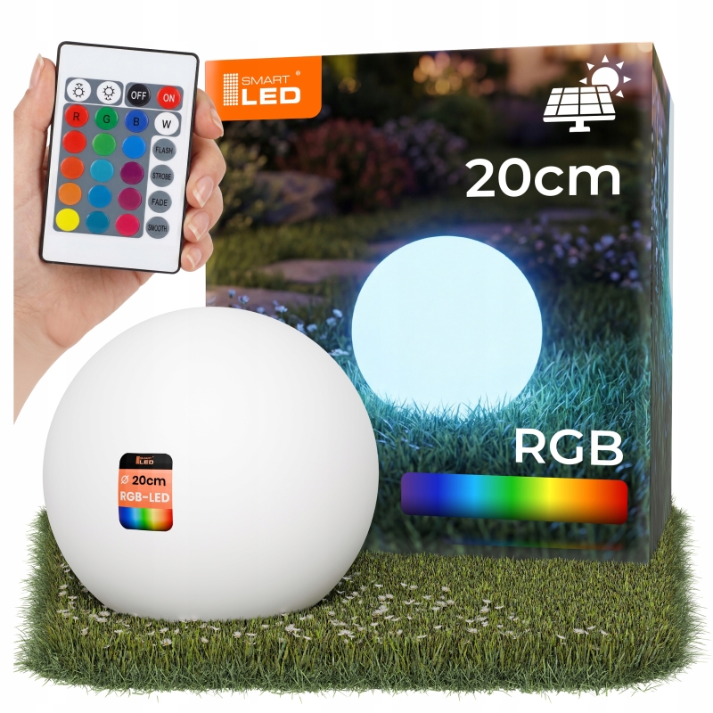 Lampa solarna KULA RGB+PILOT IP65 20CM 7140