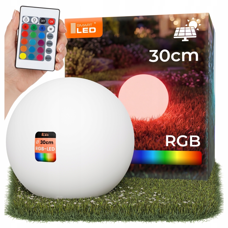 Lampa solarna KULA RGB+PILOT IP65 30CM 7141