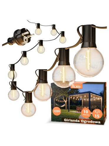 Girlanda ogrodowa 10M 15xE12 IP65 4460
