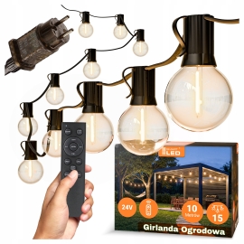Girlanda ogrodowa 10M 15xE12 + PILOT IP65 4461