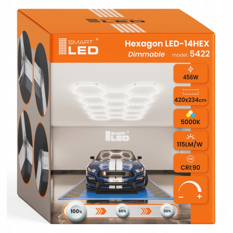 Hexagon do garażu LED 496W 5000K 5422
