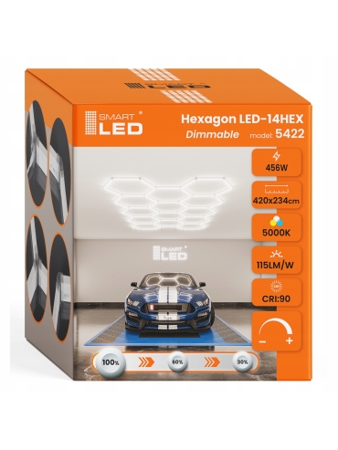 Hexagon do garażu LED 496W 5000K 5422