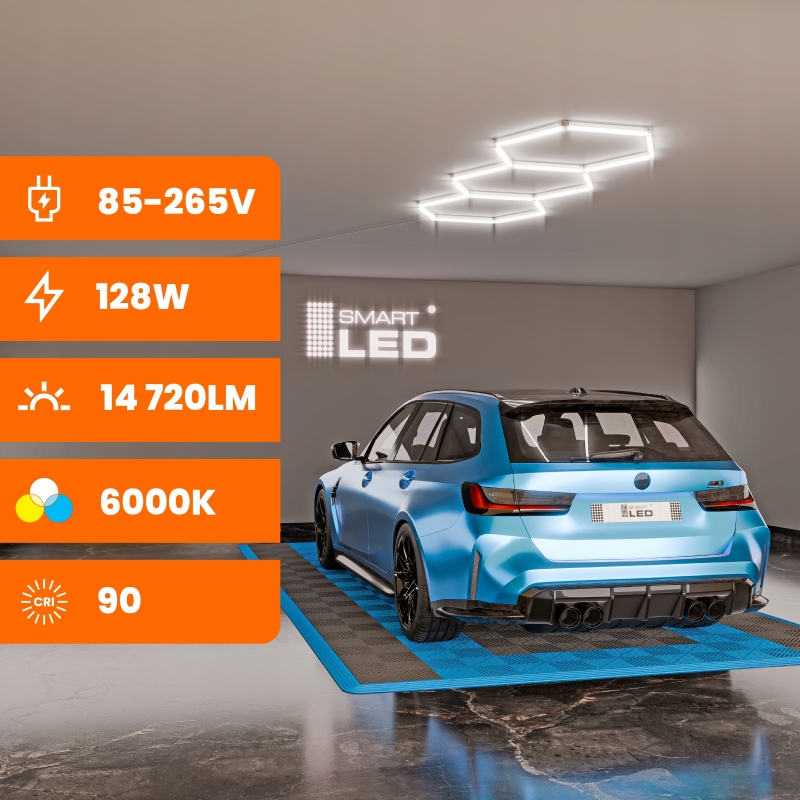Hexagon do garażu LED 128W 6000K 5433