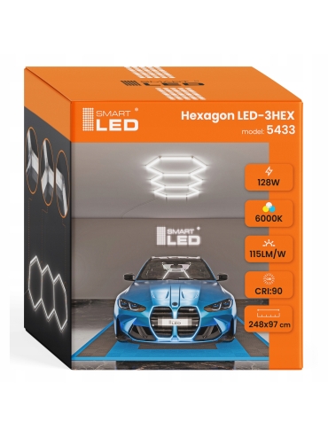 Hexagon do garażu LED 128W 6000K 5433