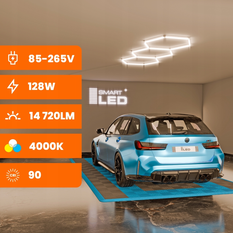 Hexagon do garażu LED 128W 4000K 5432