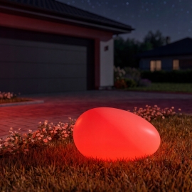 Lampa solarna KULA/KAMIEŃ LED RGB+PILOT 32CM 7144