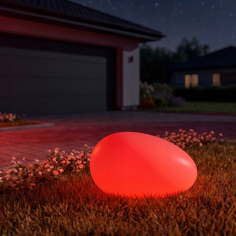 Lampa solarna KULA/KAMIEŃ LED RGB+PILOT 32CM 7144