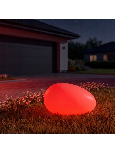 Lampa solarna KULA/KAMIEŃ LED RGB+PILOT 32CM 7144