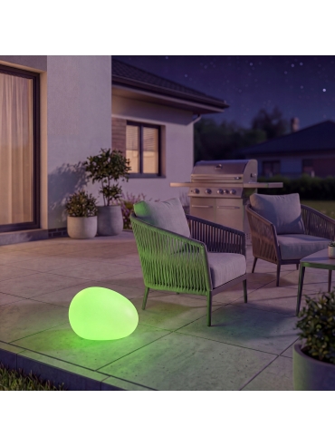 Lampa solarna KULA/KAMIEŃ LED RGB+PILOT 32CM 7144