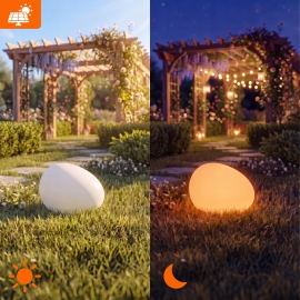 Lampa solarna KULA/KAMIEŃ LED RGB+PILOT 32CM 7144